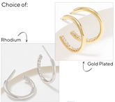 Diamonique Sterling Silver/Gold Clad Inside-Out Pave Stone Round Hoop Earring